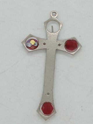 Ciondolo Croce con Perline Rosse e Multicolore