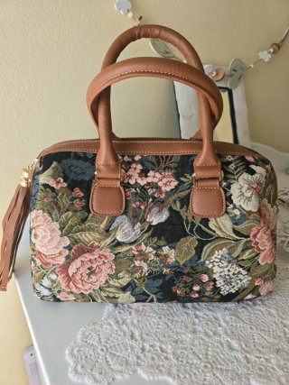 Bolso tela flores vintage
