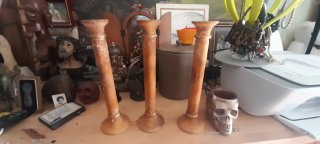 Juego de 3 candelabros de cristal pintado