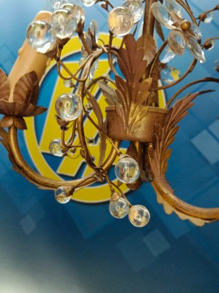 Lámpara araña cristal y metal 56x36 cm