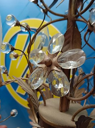 Lámpara araña cristal y metal 56x36 cm
