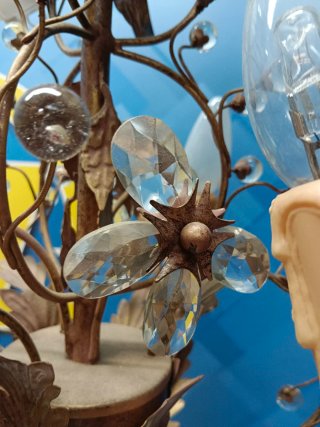 Lámpara araña cristal y metal 56x36 cm