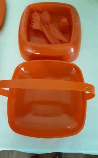 Cestino da picnic vintage arancione anni '70