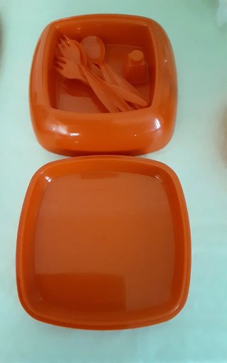 Cestino da picnic vintage arancione anni '70