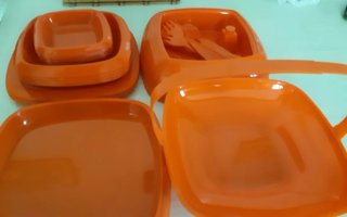 Cestino da picnic vintage arancione anni '70