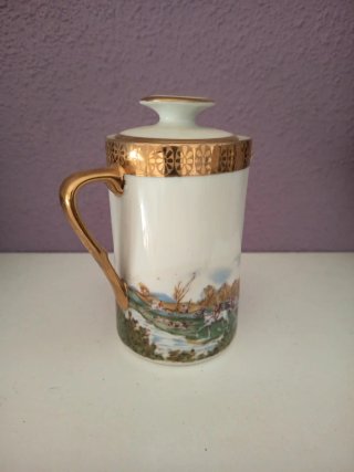Jarrón Limoges Antiguo Porcelana Dorada VINTAGE