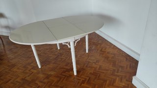 Mesa de comedor extensible madera lacada blanca