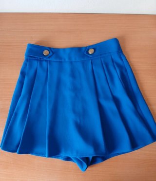 Falda-pantalón azul eléctrico Zara