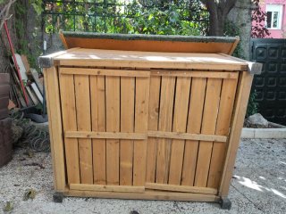Caseta Perro Madera Techo Verde