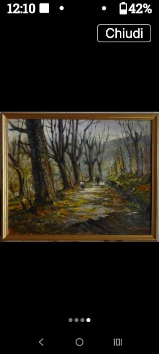 Nel Castagneto. Vecchio quadro dipinto ad olio