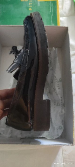 Mocasines Pitillos Negros Charol Talla 38
