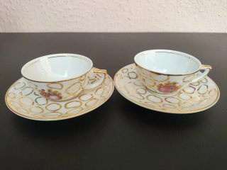 Juego de café antiguo porcelana pintada (tu-yo)