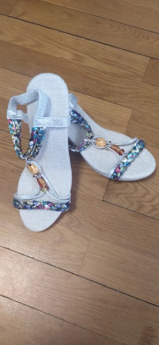 Sandalias Boho Plata Multicolor