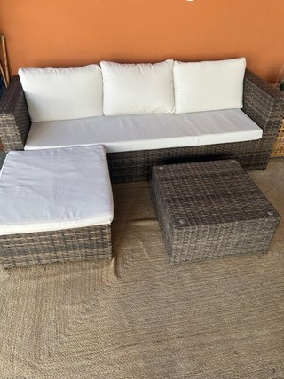 Sofá Ratan Exterior Marrón y Blanco