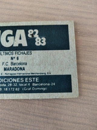 Cromo Maradona Liga Este Barcelona 82-83 Nuevo