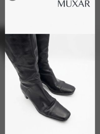 Botas MUXAR piel negra textura granulada