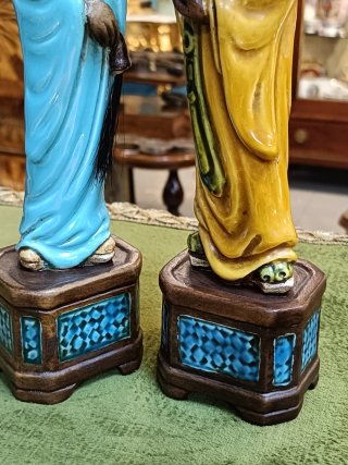 Pareja Figuras Porcelana Oriental Antigua