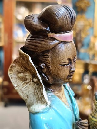 Pareja Figuras Porcelana Oriental Antigua