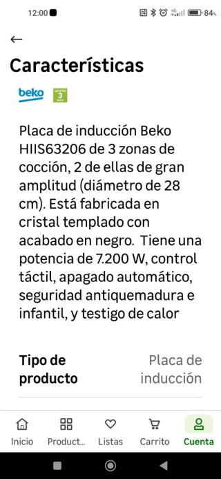 Placa Inducción Beko 60cm