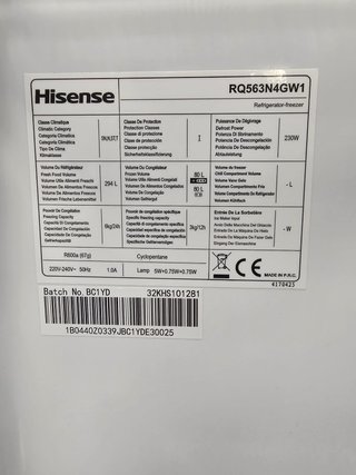 Nevera americana Hisense blanca