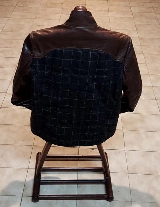 Chaqueta Piel Lana Marrón Negra