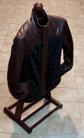 Chaqueta Piel Lana Marrón Negra