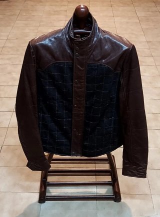 Chaqueta Piel Lana Marrón Negra