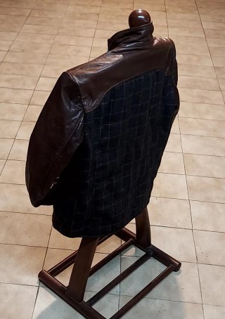 Chaqueta Piel Lana Marrón Negra