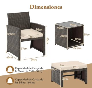 Conjunto Ratán Terraza 5 Piezas