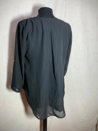Blusa Almatrichi Negra con Detalles Turquesa