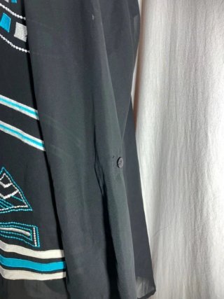 Blusa Almatrichi Negra con Detalles Turquesa