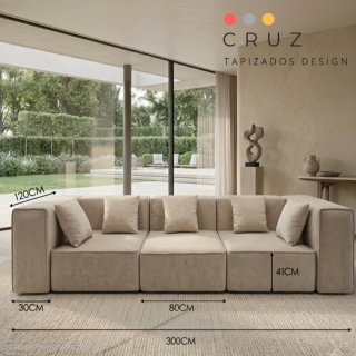 Sofá modular 3 plazas tela Creige