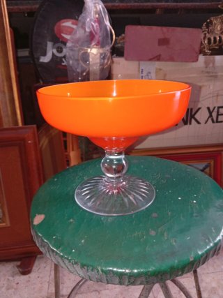 Jarrón de cristal naranja vintage