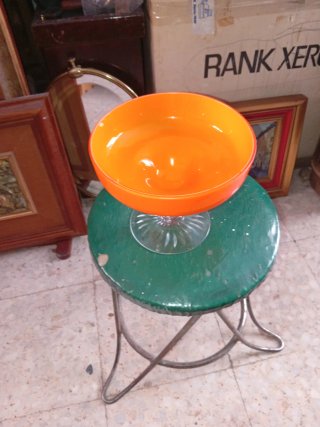 Jarrón de cristal naranja vintage