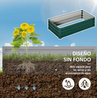 Jardinera Elevada Rectangular de Acero Galvanizado
