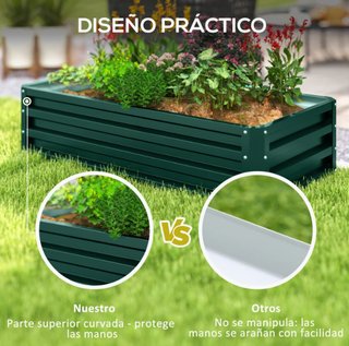 Jardinera Elevada Rectangular de Acero Galvanizado