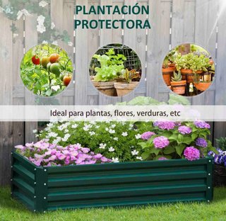 Jardinera Elevada Rectangular de Acero Galvanizado