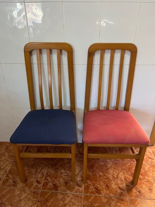 Juego de 2 Sillas de Comedor Madera y Tela