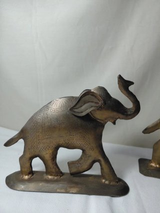 Pareja Figuras Elefantes Latón Vintage