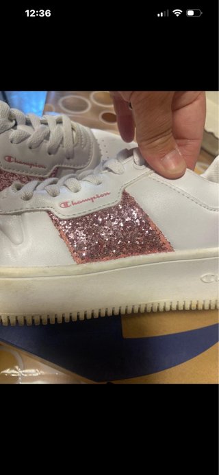 Sneakers Champion donna bianche con glitter rosa