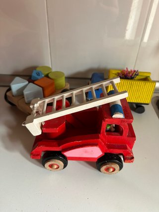 Lote camión bomberos madera y bloques