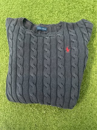 Maglione Ralph Lauren trecce grigio