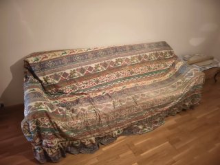 Sofá Cama Beige y Multicolor