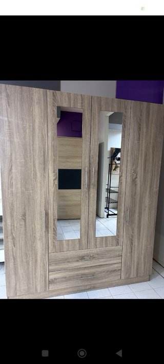 Armario 4 puertas madera y cristal