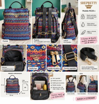 Mochila Shepretty Nueva Multicolor 3 Posiciones