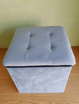 Puff Almacenamiento Plegable Gris