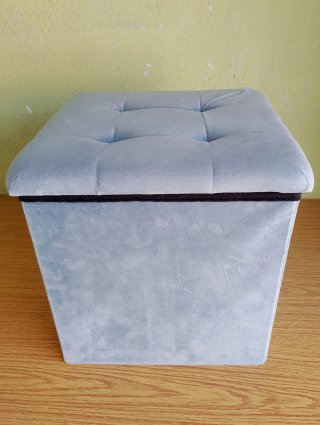 Puff Almacenamiento Plegable Gris