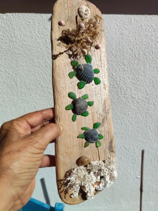 Adorno madera tortugas marinas