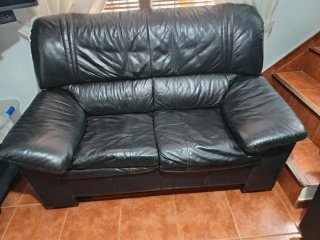 Divano 3+2 in pelle nera Idratata