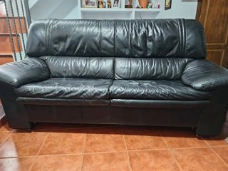 Divano 3+2 in pelle nera Idratata